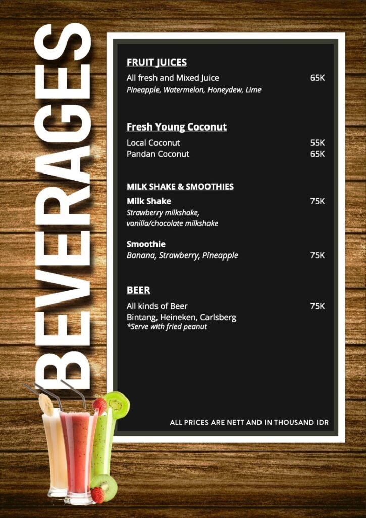 Sea Pantry Menu 1 at Kiki Beach Island Resort