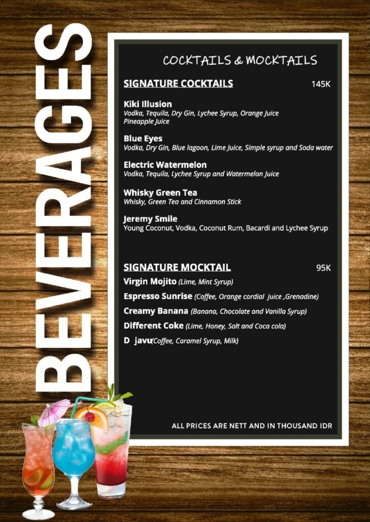 Sea Pantry Menu 3 at Kiki Beach Island Resort